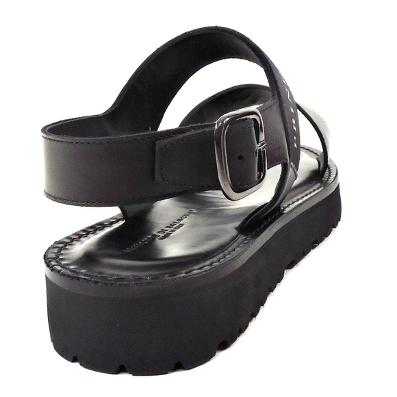 PRINCIPE DI BOLOGNA ?? MEN\'S BLACK LEATHER FLAT COMFORT SUMMER SANDALS